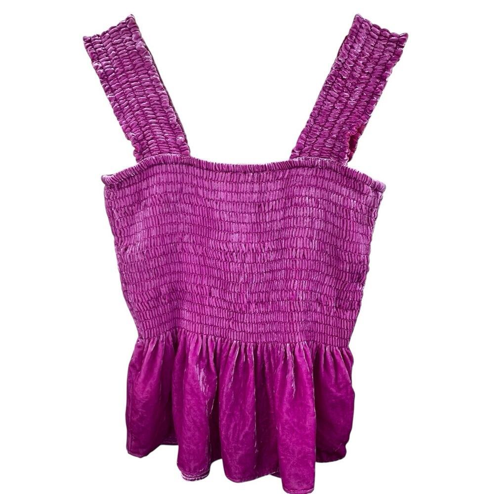 Anthropologie Pink Smocked Velvet Babydoll Tank Size S - Picture 7 of 10